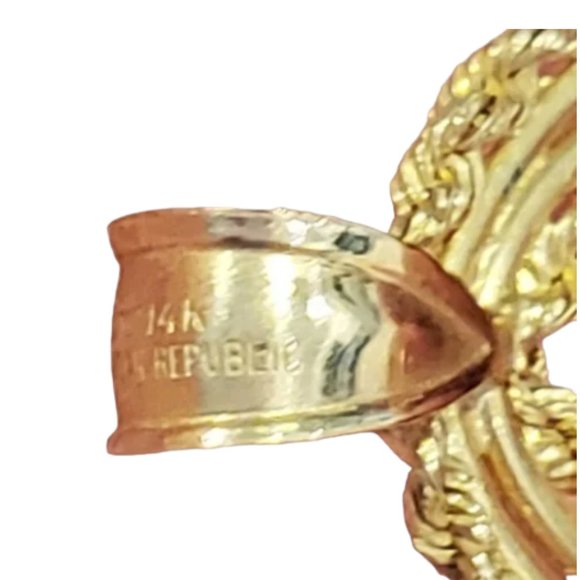 Large 14k Gold Rope Design Pendant - Picture 6 of 11